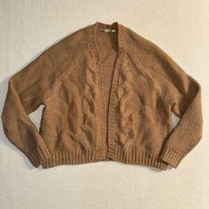 GAP Women Tan Cable Knit Open Front Cardigan Sweater‎ sz S Cottagecore Cozy Core